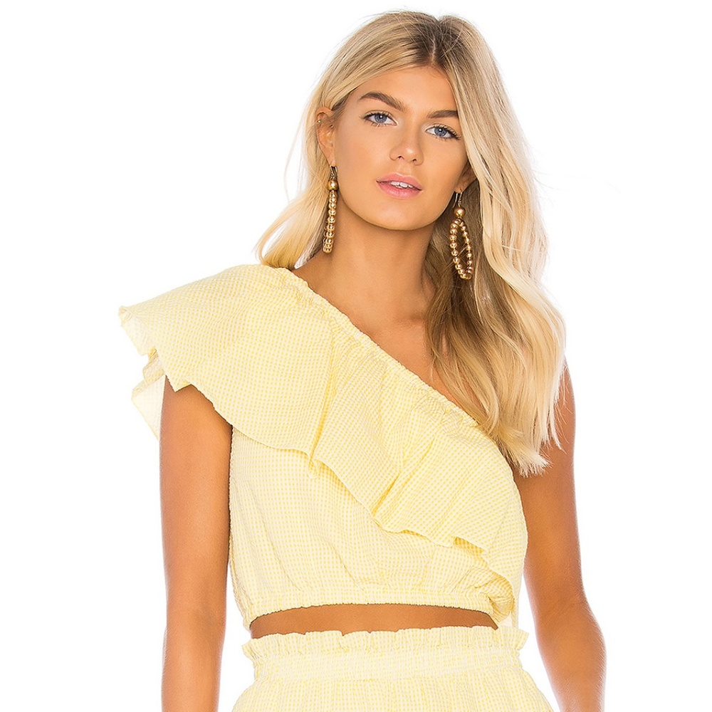 MINKPINK Gingham Frill Top
